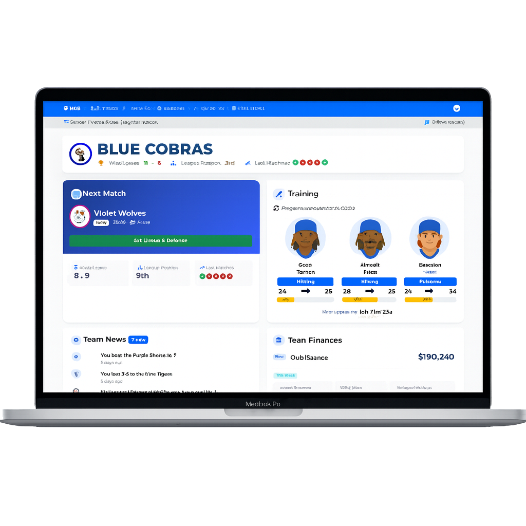 Overview of the baseball management interface